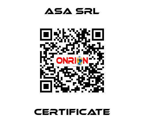 CERTIFICATE ASA Srl