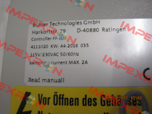 PN: 4111020 / Type:  FF-HM-230 Bühler Technologies