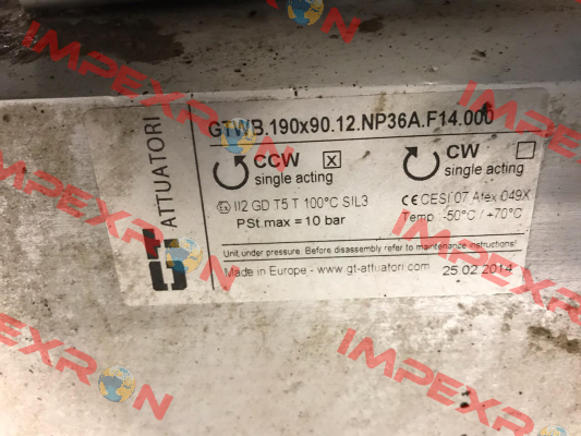 GTWB.190x90.12.NP36A.F14.000 GT Attuatori