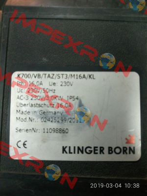 K700/VB/TAZ/ST3/KA3/M16,0A/KL Klinger Born