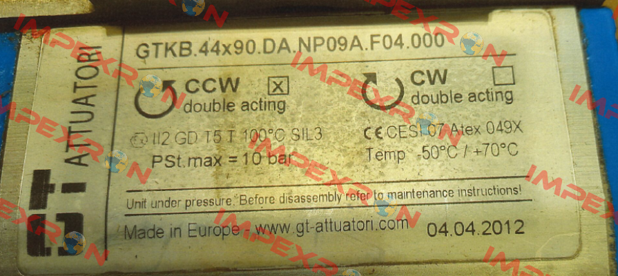 GTKB.44x90.DA.NP09A.F04.000 GT Attuatori
