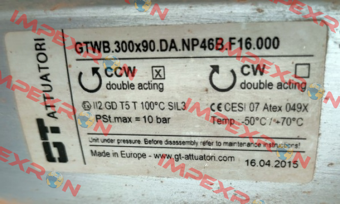 GTWB.300x90.DA.NP46B.F16.000 GT Attuatori