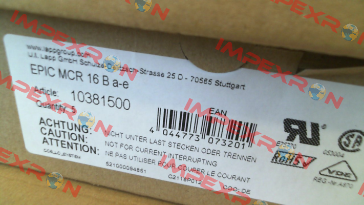 10381500 / EPIC MCR 16 B A-E Lapp Kabel