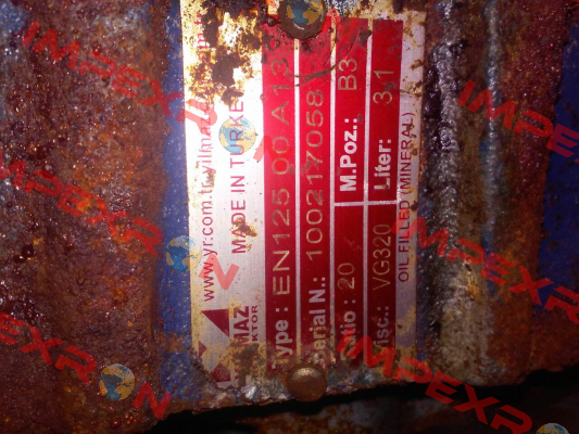 Type: EN125 00 A13  Yılmaz Redüktör