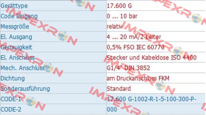 Code: 17.600 G-1002-R-1-5-100-300-P-000  Bd Sensors
