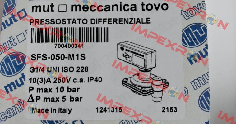 7.004.00027 / 7.004.00341 Mut Meccanica Tovo SpA